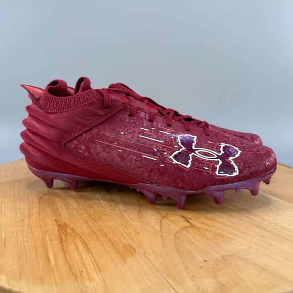 Under Armour Blur Smoke 2.0 MC Suede Mens Size 14 Football Cleats Maroon NEW - Picture 1 of 9